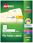 LABELS, FILE FOLDER, AVERY, LASER/INKJET, WHITE, 1500 LABELS/CT THUMBNAIL